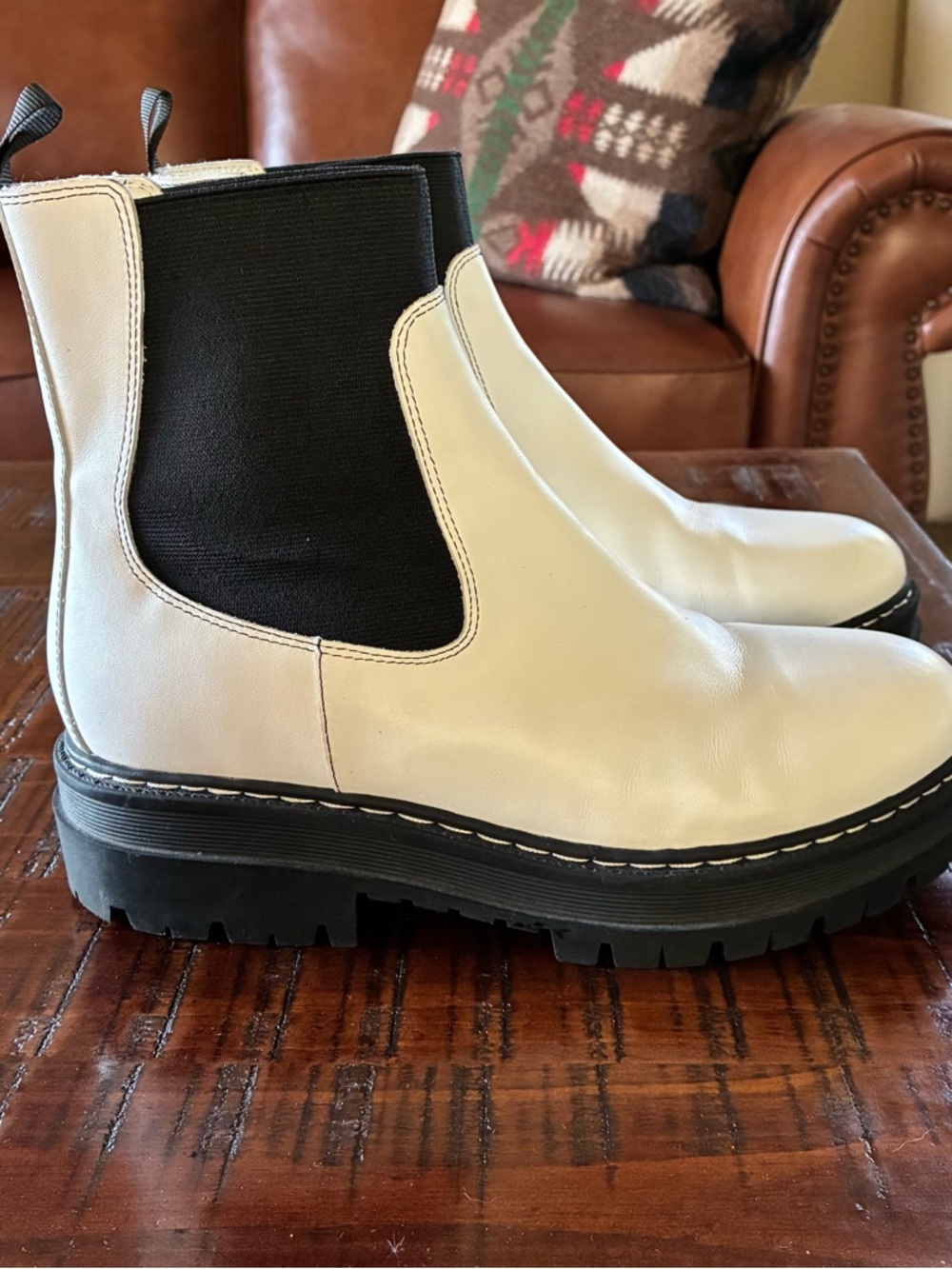 Marc Fisher LTD Patrick White and Black Platform Booties